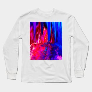 Melted Glitch Red and Blue Long Sleeve T-Shirt